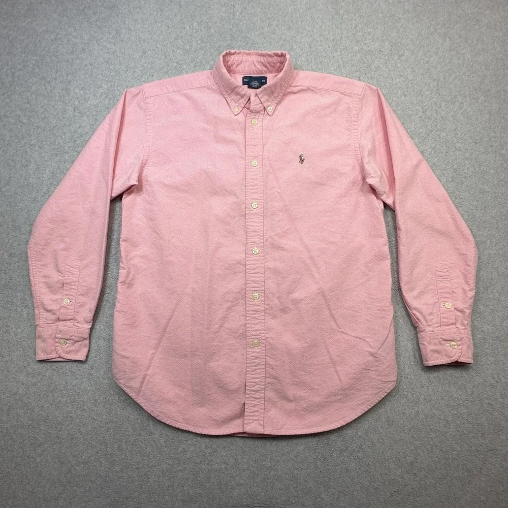 Ralph Lauren Oxford Shirt Youth Large 16 Pink Long Sleeve Button Cotton Women